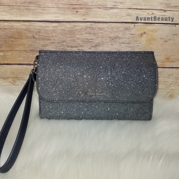 kate spade lola wristlet wallet glitter dusk navy - Picture 5 of 13